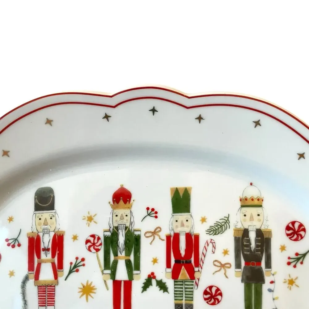 Grace Teaware Fine Porcelain CHRISTMAS NUTCRACKER Serving Platter Tray 10x14 NEW
